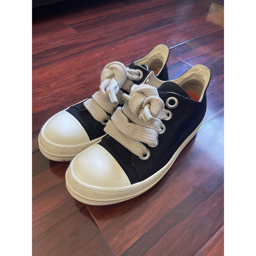 Rick Owens DRKSHDW Temple Jumbo Lace Low Canvas Ramones Black IT 42 / US 9 RARE! - Picture 3 of 16